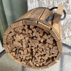 Wooden 8”x7.5”Barrel Handled Keg Filled Individual Wood Pieces Very Unique 5 Lbs - Picture 1 of 10
