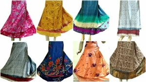 Venta al por mayor Lote Falda Mujer Envolvente Delantal Falda Seda Falda Larga India 5 piezas - Imagen 1 de 9