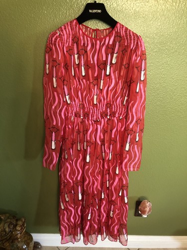Abito rossetto rosso 100% autentico valentino $5200 + taglia tasse: 8