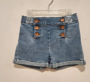 Bon Bon Kids Size 6 Blue Denim Double Button Shorts Great Condition  - Picture 1 of 6