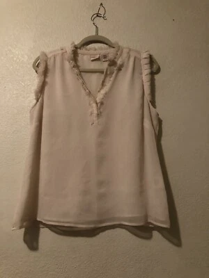 Blusa pulóver ligera para mujer Covington talla LP sin mangas forrada en marfil Foto 1 de 3