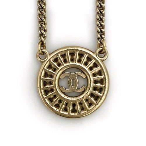 Collana CHANEL Oro Coco Mark GP Perla Strass Accessori Donna