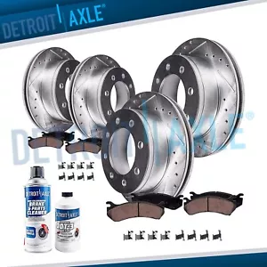 Front & Rear Drilled Disc Rotors + Brake Pads for Silverado Sierra 2500 3500 HD - Picture 1 of 7