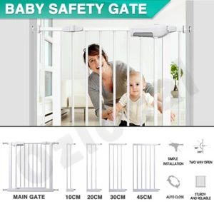 Adjustable Pet Kid Safety Gate Security Stair Barrier Door Extension 76cm Tall - Picture 1 of 23
