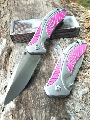 Women's Pocket Knife Pink Silver Metal Spring Assisted Girls Ladies 3CR13 💖 - Image 1 of 4