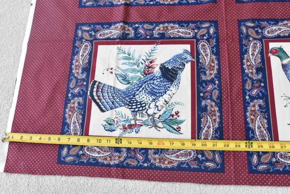 Panel de almohada de faisán vintage, borgoña y azul de 17" de largo x 45", Cranston, P8603 Foto 1 de 4