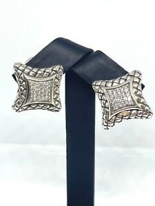 Scott Kay Pave Diamond Sterling Silver Square Earrings