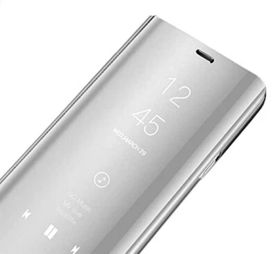 Custodia per Huawei Mate 20 Pro Clear View Specchio Cover Libro Cromata Argento - Immagine 1 di 2