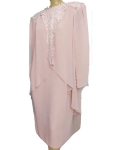 Vintage 80er Cocktailkleid hellrosa Spitzen Chiffon Kleid Ursula of Switzerland - Bild 1 von 10