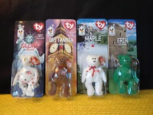 McDonalds Teanie Beanie Baby International Bears 1999 4er Set - Bild 1 von 9