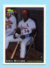 1991 Minor League Eddie Williams - Johnson City Cardinals - Box 209