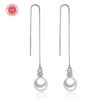 925 Пробы серьги CZ кубический цирконий прозрачный кристалл DLES91 - Изображение 1 из 4