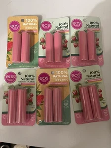 eos 100% Natural Organic Strawberry Sorbet Shea Lip Balm 6 Packs Total 12 Pieces - Picture 1 of 1