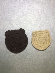 Teddy Bear Handmade Crochet Coasters Pretty And Cute - 2Pc Set, Brand New - Picture 1 of 2