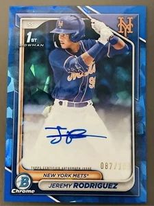 Bowman 2024 cromo zafiro azul Jeremy Rodriguez 1st Prospect automático/199 - Imagen 1 de 3