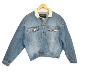 Vintage Esprit Women’s Denim Jean Jacket Button Up Corduroy Trim Size M 90s Y2K - Picture 1 of 14