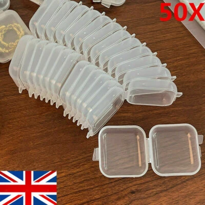 50Pcs Mini Plastic Clear Boxes Small Jewellery Storage Container Empty Box - Image 1 of 4