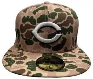 New Era 59Fifty MLB Cincinnati Reds Duck Camo Orange UV Fitted Hat Size 7 1/2 - Picture 1 of 9