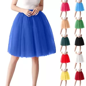 Women's Tutu Skirts Layered Tulle Skirt Elastic Waist A-Line Mesh Prom Petticoat - Picture 1 of 57