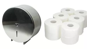 Edelstahl WC Rollenhalter Wandmontage + 12 Mini Jumbo Rollen KOSTENLOS - Bild 1 von 12