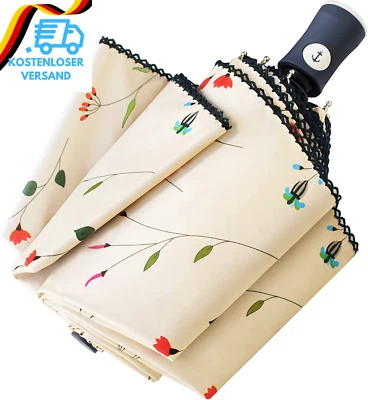 BESUCHE DEN CUBY-STORE CUBY Regenschirm, Sonnenschirm, Freien Uv-Schutz Damen Automatik Faltschirm Wind