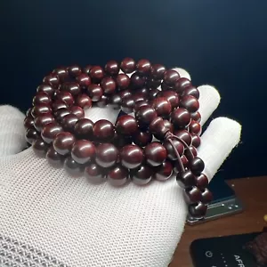 10mm Super Quality Indian Small Leaf Red Sandalwood 108 bracelet 印度小叶紫檀108二膘料泥料 - Picture 1 of 12