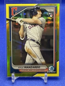 2024 Bowman Chrome - Kyle Manzardo - Yellow REFRACTOR /75 Rookie RC #86 - Picture 1 of 2