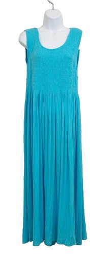 VETEMENTS Maxi abito Y2K Serengeti babydoll fumè taglia M spiaggia boho blu costiero viaggio