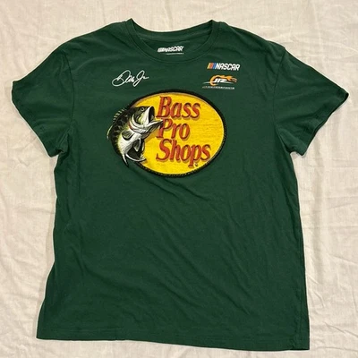 Dale Jr Bass Pro Shops Shirt Mens Large Green NASCAR JR Motorsports Tee Racing - Image 1 of 4