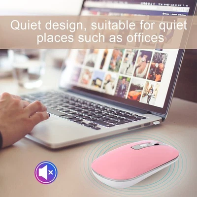 Pink 2.4G Wireless Mouse Ergonomic 1600 DPI High Resolution USB Charging Co OU - Image 1 of 4