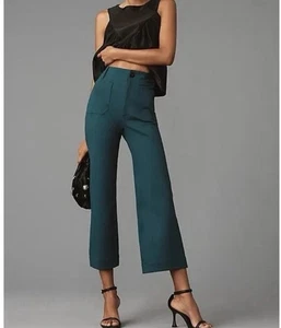 Neu mit Etikett Anthropologie Maeve Colette Damenhose kurz weites Bein 26 dunkelgrün - Bild 1 von 7