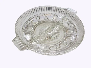Vtg Federal Glass Clear Windsor Button & Cane Divided Relish Dish 8.25" Round - Picture 1 of 3