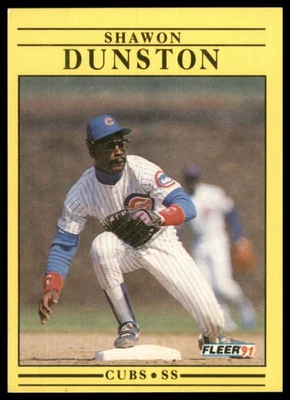 1991 Fleer #420b Shawon Dunston Chicago Cubs Baseball - Image 1 of 2