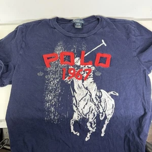 Polo Ralph Lauren camicia ragazzo giovane grande 14-16 polo RL Big Pony grafica preppy - Foto 1 di 2