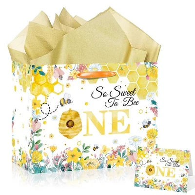 Honey Bee One 1 岁生日礼物袋男孩女孩如此甜蜜蜜蜜蜂礼物 B... — 第 1/4 张图片