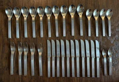 Dansk Thebe Vintage Flatware Silverware Set Of 32 Thin Rib Lot Set Stainless - Image 1 of 4