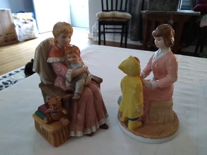 Vintage COLLEZIONISMO MADRE E BAMBINO 2 FIGURINE PORCELLANA 6,5" - Foto 1 di 5