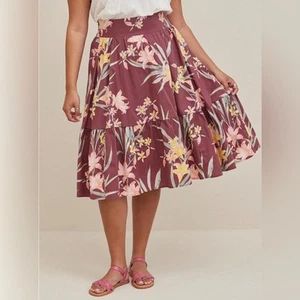 NEW Torrid Floral Poplin Tiered Midi Skirt W Pockets Women's Plus Size 2X - Picture 1 of 12