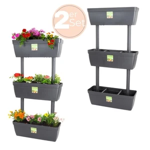 2x 3er Set Pflanzkübel mit Sichtschutz Pflanz Kübel Raumteiler Blumen Topf - Bild 1 von 8