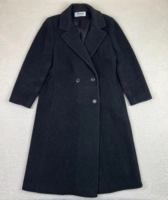 Abrigo Bromley Mujer Demi Petite Lana Carbón Largo Doble Pecho Hecho en EE. UU. Foto 1 de 4