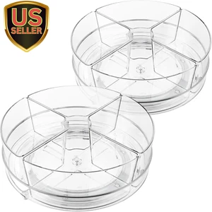 2 Pack Lazy Susan Organizer, 9 Inch Rotating Storage Organizer with 4 Removab... - Picture 1 of 1