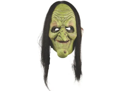 Green Witch Mask with Hair Halloween Costume Adult Latex Full Face Wicked Hag - Image 1 of 2