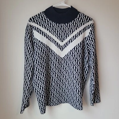 Suéter Mujer Talla Grande Náutico Azul Blanco Costero Abuela Old Money Foto 1 de 4