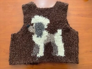 Vintage Poodle Dog Wool Brown Sweater Vest Hand Knitted Novara Japan - Picture 1 of 7