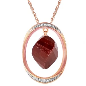 14K. SOLID GOLD NECKLACE WITH TWISTED BRIOLETTE DYED GREEN RUBY & DIAMONDS - Picture 1 of 15