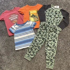 Lot of 5 piece Boys Clothes Size 4T Tops Shirts and Pant Outdoor Camping theme - Picture 1 of 17