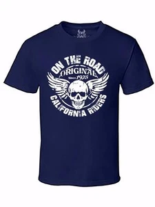 NW Mens Printed California Rider Motorcycle Skull Vintage Funny Graphic T-Shirt - Picture 1 of 19