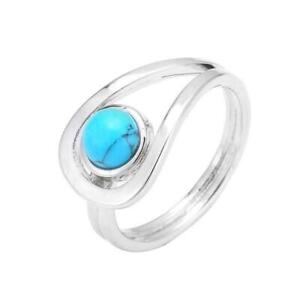 Women 925 Silver Turquoise Gemstone Ring Engagement Wedding Party Jewelry Gifts