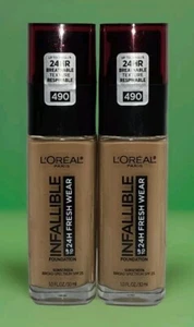 LOREAL Infallible 24hr Fresh Wear Foundation 490 Golden Amber 2pcs New!!! Sealed - Picture 1 of 1