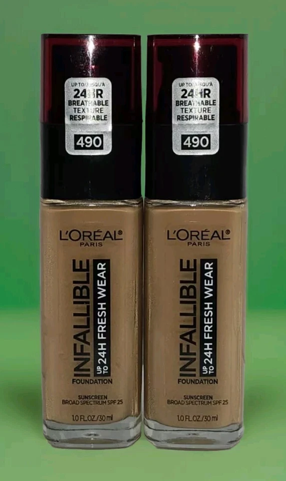 LOREAL Infallible 24hr Fresh Wear Foundation 490 Golden Amber 2pcs New!!! Sealed - Image 1 of 1